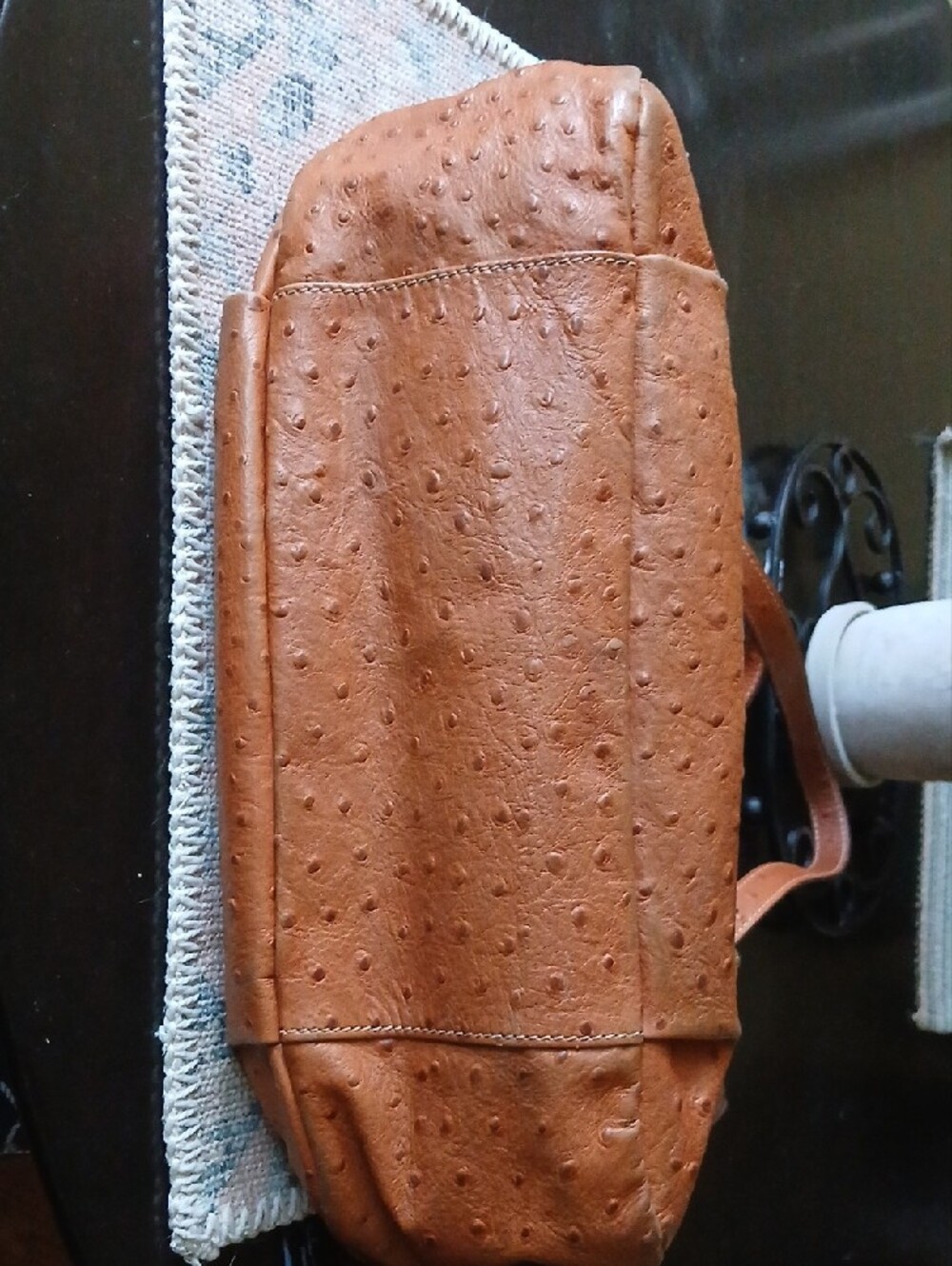 Dooney & Bourke Tan Ostrich-Embossed Shoulder Tote - Picture 7 of 9
